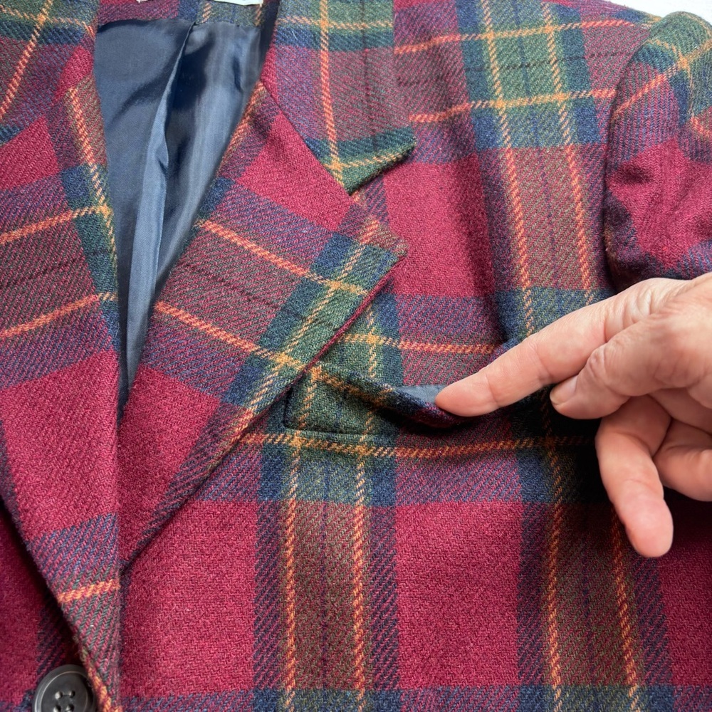 Vintage White Stag Women’s Size 16 Wool Blend Tartan Plaid Lined Blazer Jacket - Picture 4 of 11